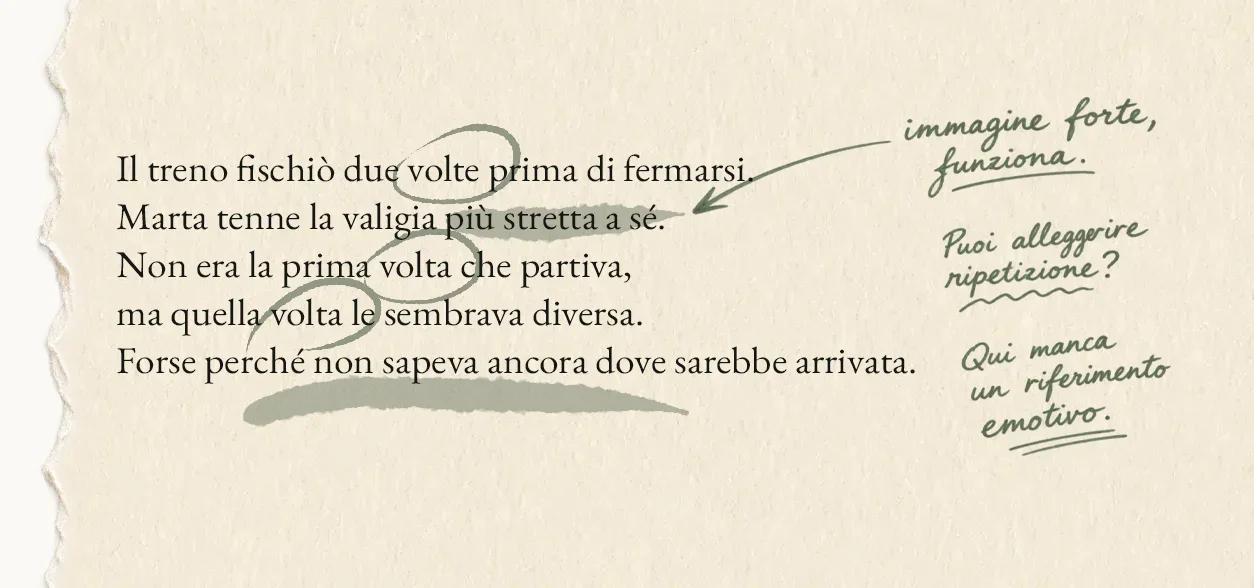 Esempio di manoscritto con annotazioni editoriali
